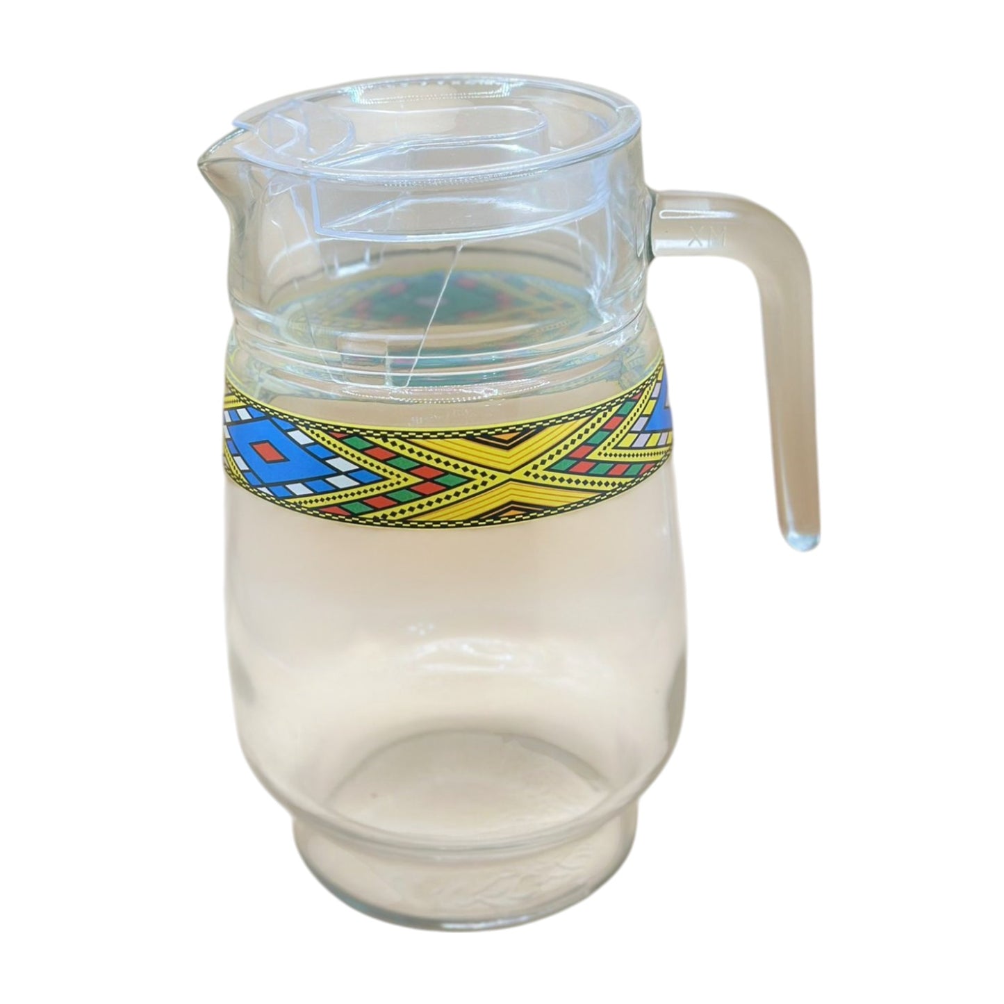 Habesha Tilet Zuria Dress Designed Glass Jug and 6 Tumbler Glasses Set