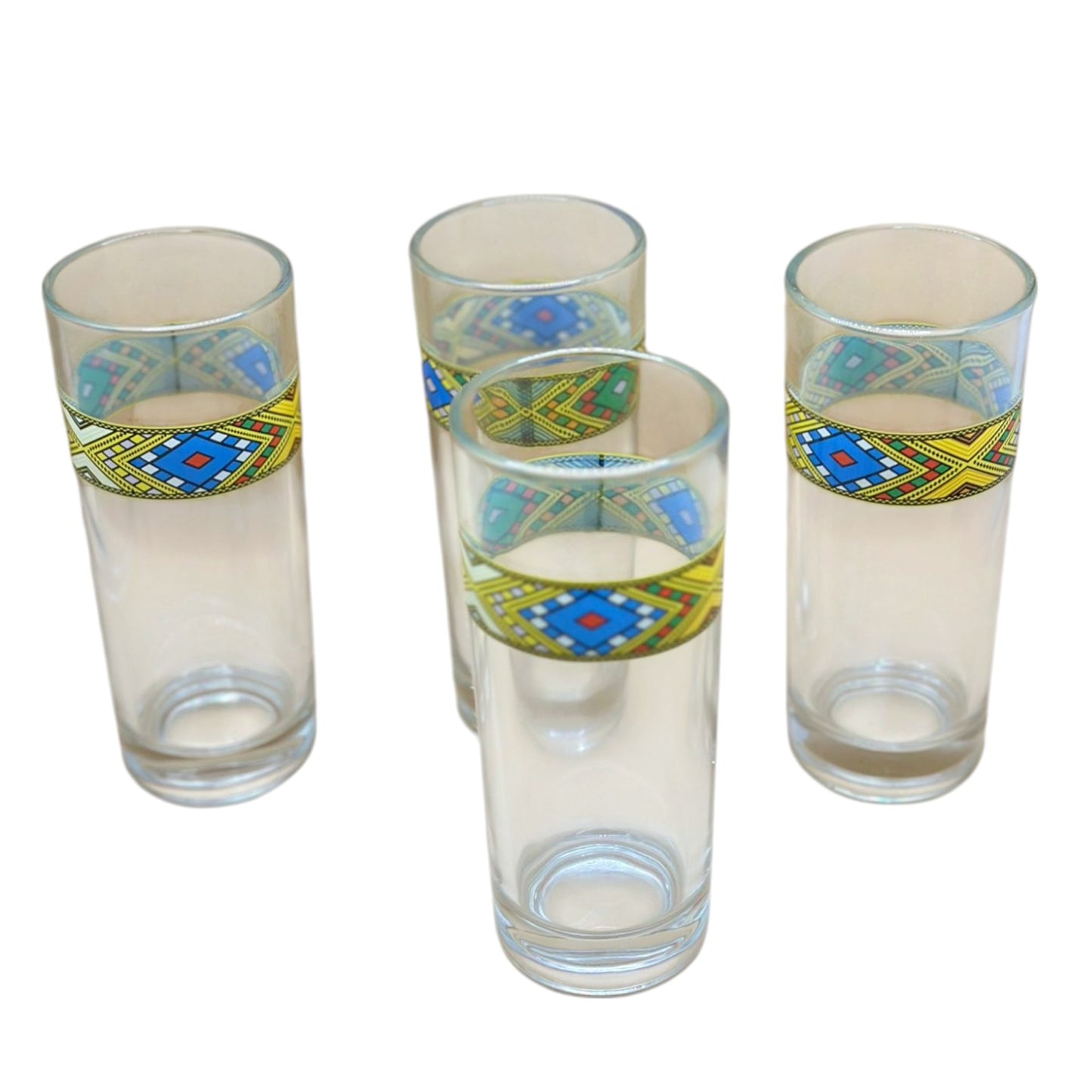 Habesha Tilet Zuria Dress Designed Glass Jug and 6 Tumbler Glasses Set