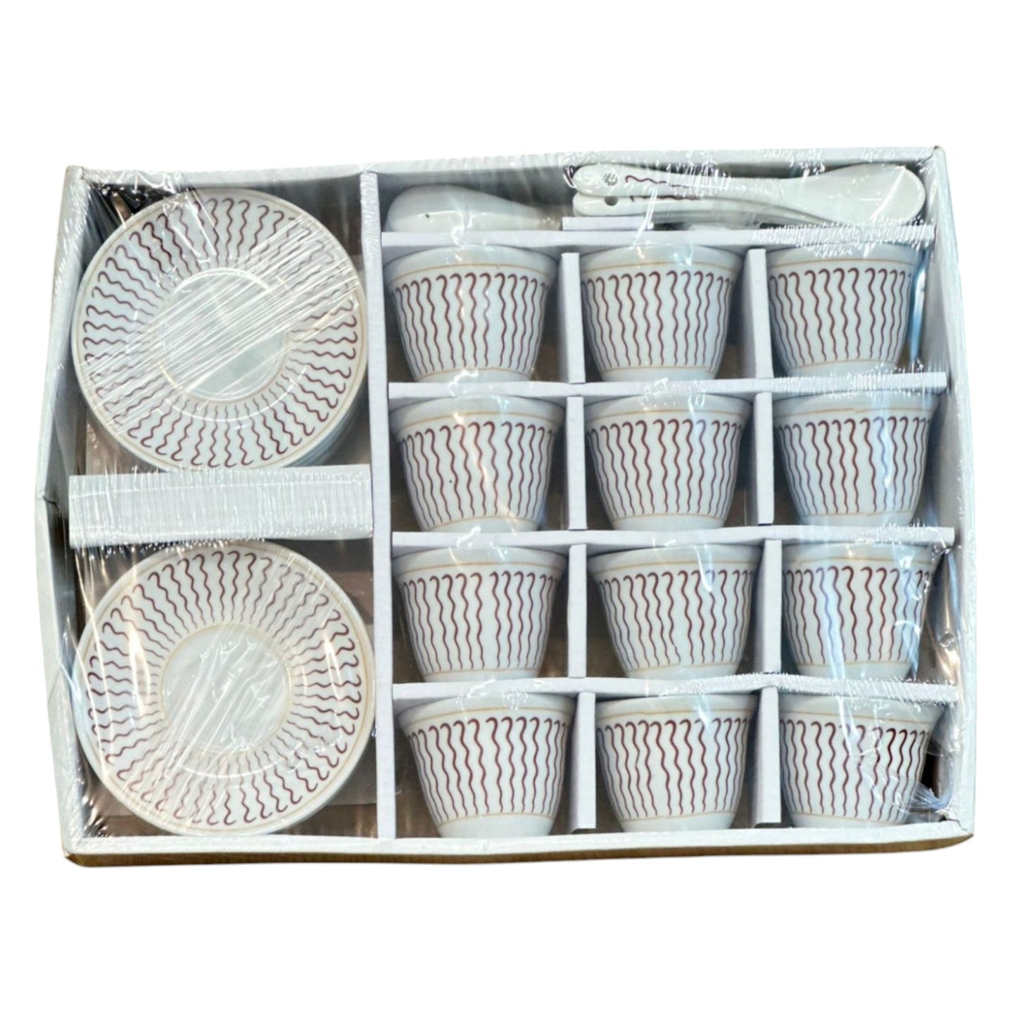 Eritrean and Ethiopian Ceramic Coffee Cups | 24 pieces set of Habesha Buna coffee cups with saucer and spoons