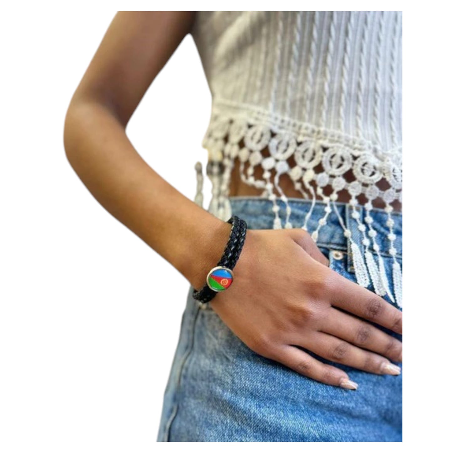 Eritrea Flag hand bracelet | beautiful hand made leather hand bracelet