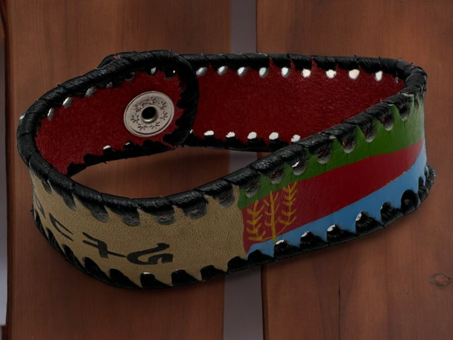 Eritrea Flag hand bracelet , hand made leather hand bracelet, Eritrea| ኤርትራ Heritage hand wear.