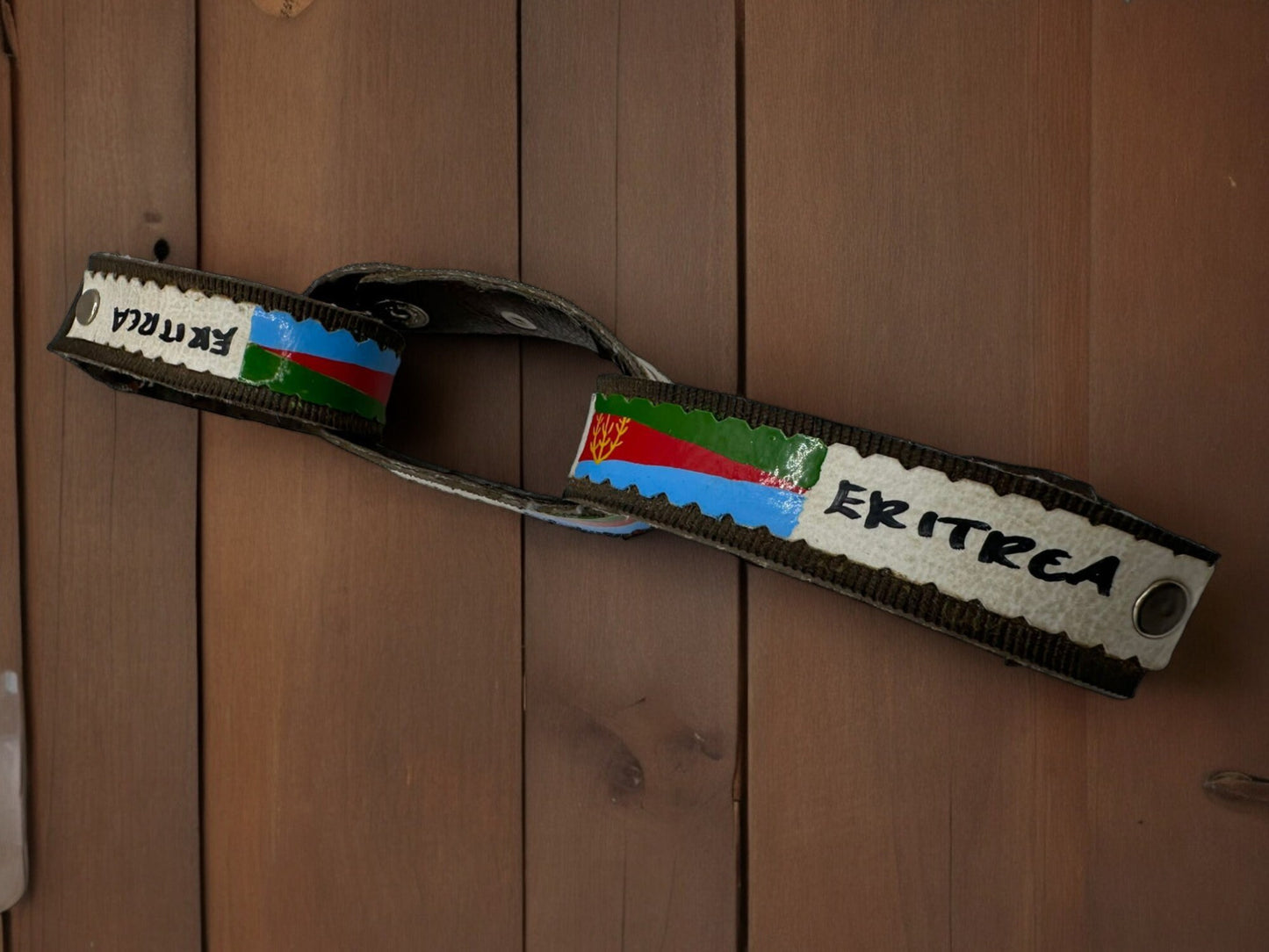 Eritrea Flag hand bracelet , hand made leather hand bracelet, Eritrea| ኤርትራ Heritage hand wear.