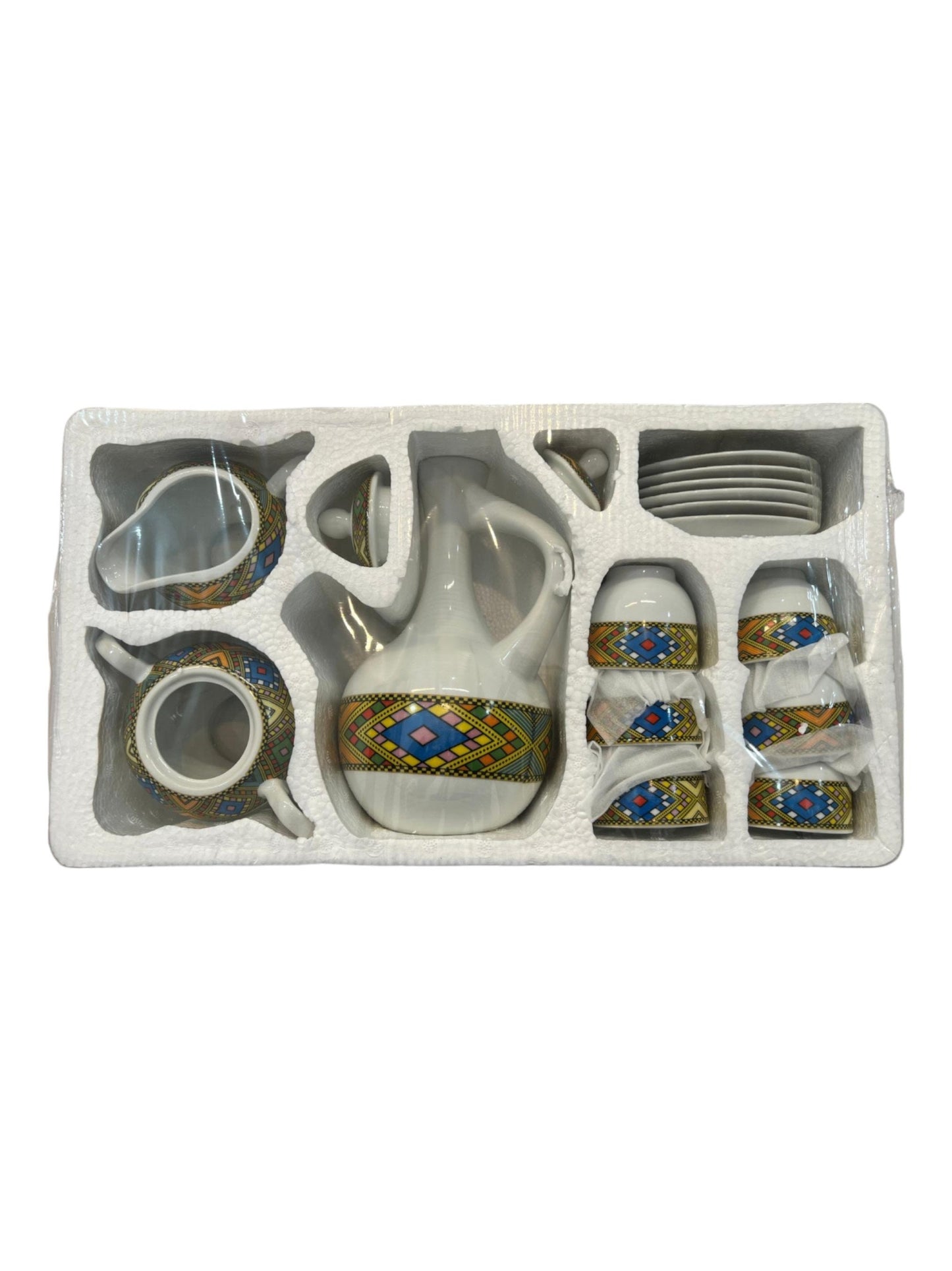 Habesha Tilet Zuria and Saba design 17 Traditional Jebena Coffee Sets |Jebena Buna Habesah Coffee Sets