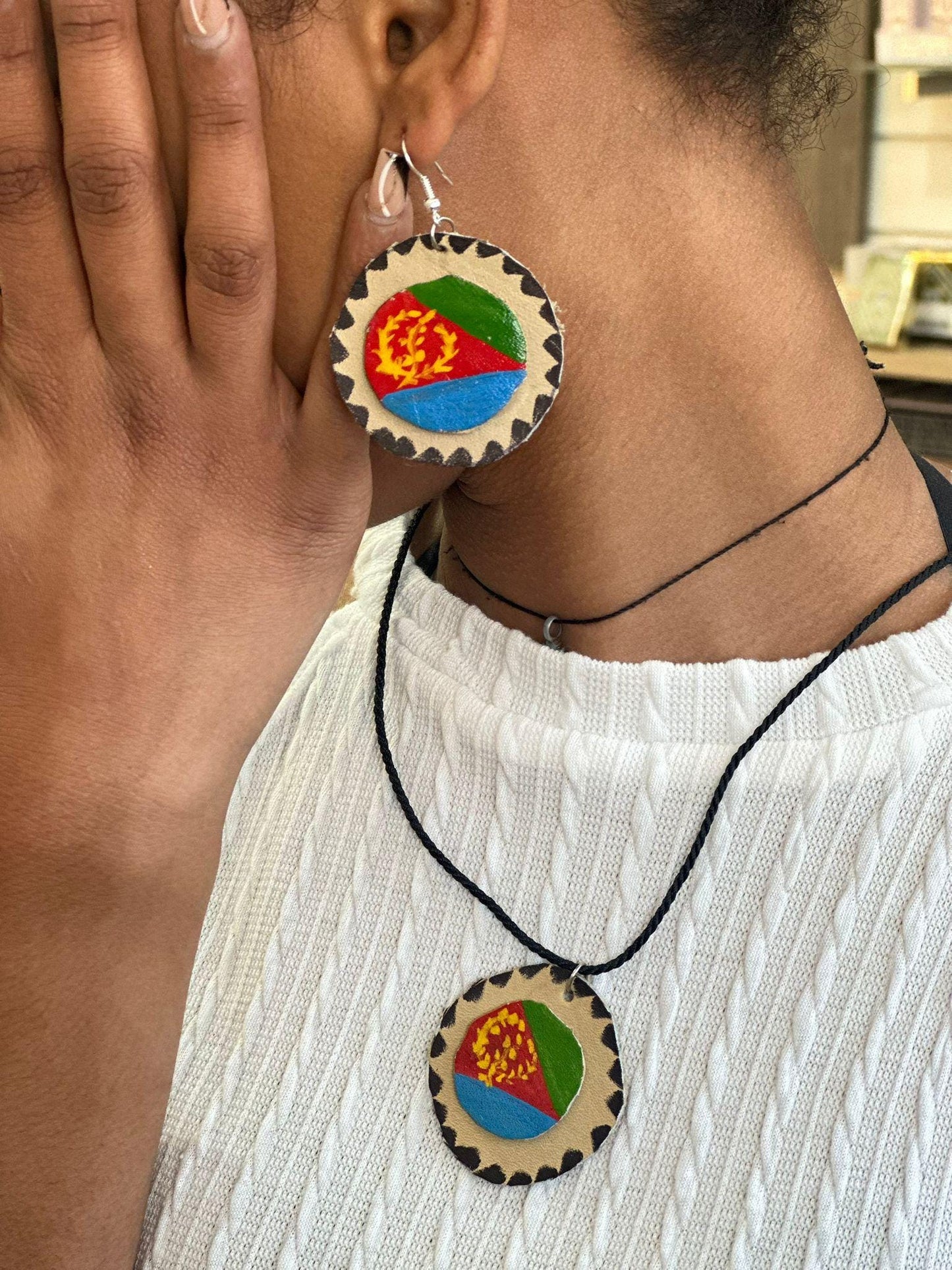 Eritrea Jewellery Set | Eritrean Flag Earring and Necklace set