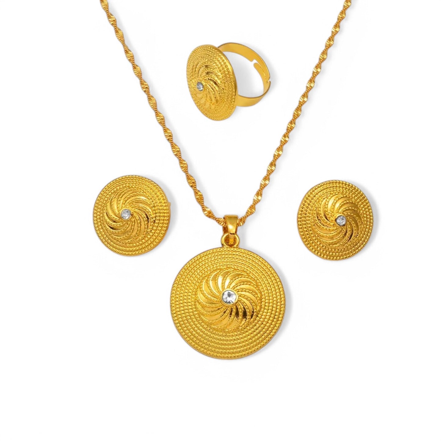 Habesah Woman Traditional Jewellery Set | Eritrean and Ethiopian Women Cultural Gold Plated Jewellery Set
