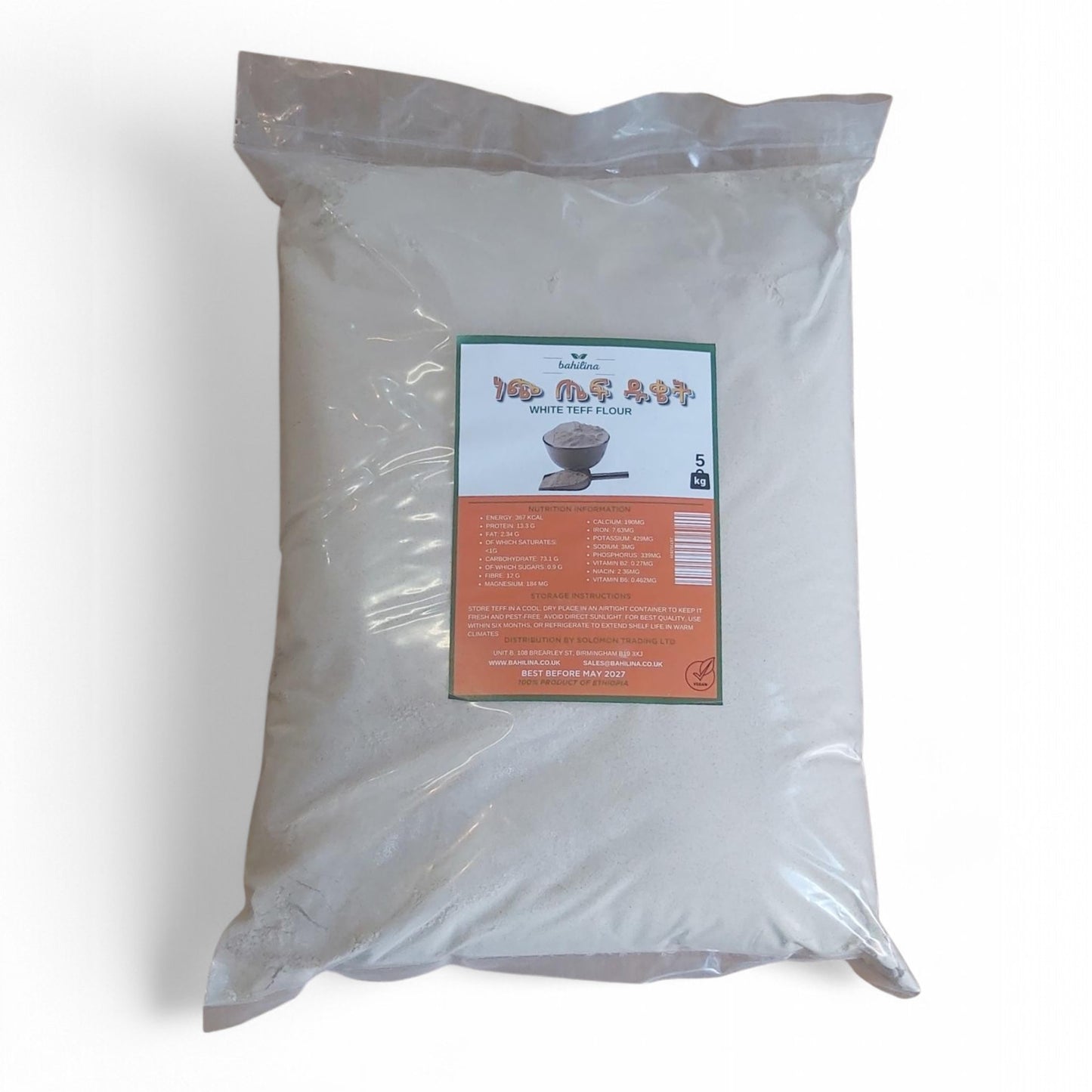 Ethiopian Pure Injera Teff Flour | Habesha Pure Teff 5kg Injera Bread Flour