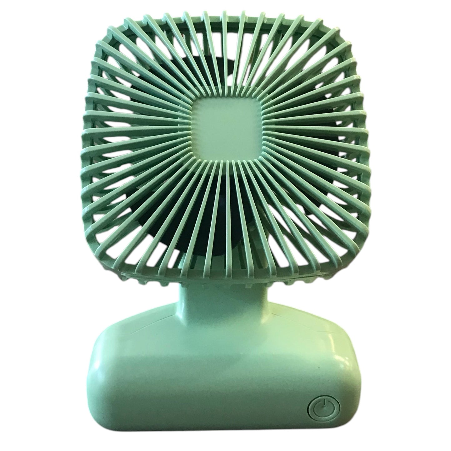 Green portable fan on a white background