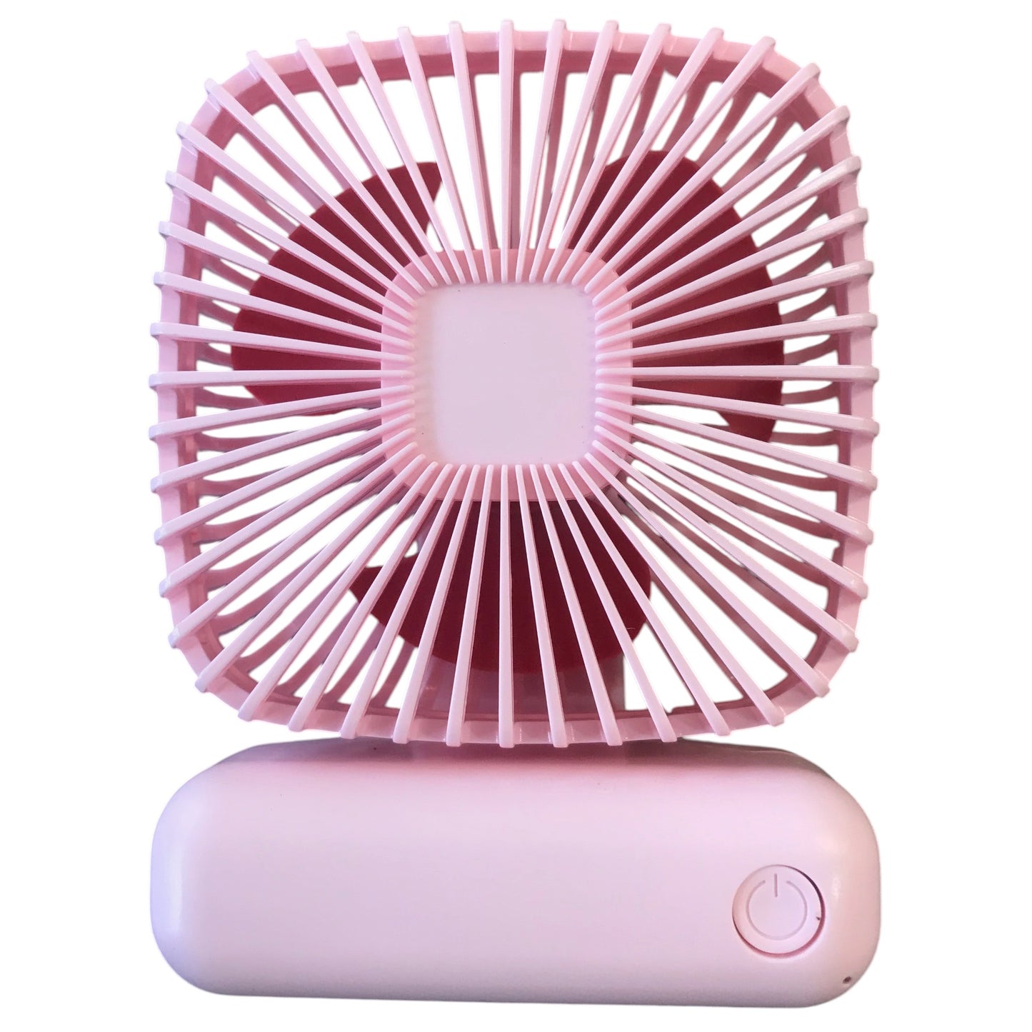 Pink portable fan on a white background