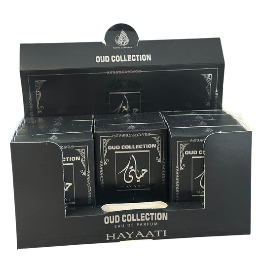 Display of Hayaati Oud Collection Eau de Parfum box