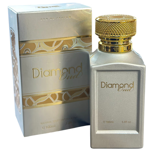 Diamond Oud perfume bottle and packaging on a white background