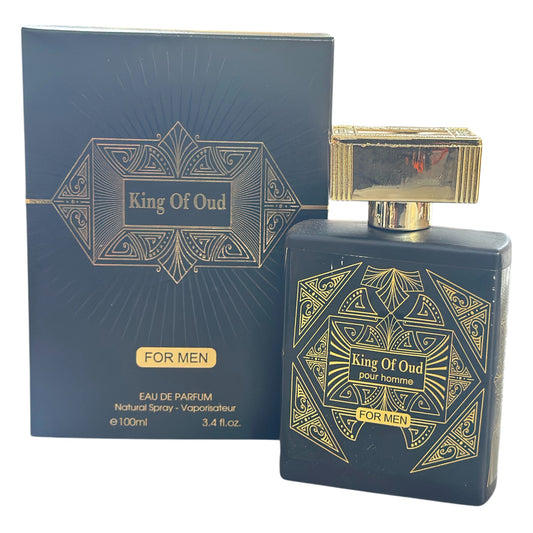 King Of Oud perfume bottle and packaging on a white background