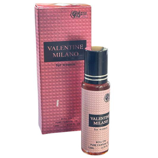 Valentine Milano perfume bottle and packaging on a white background