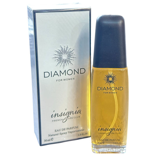 Diamond perfume bottle and packaging on a white background