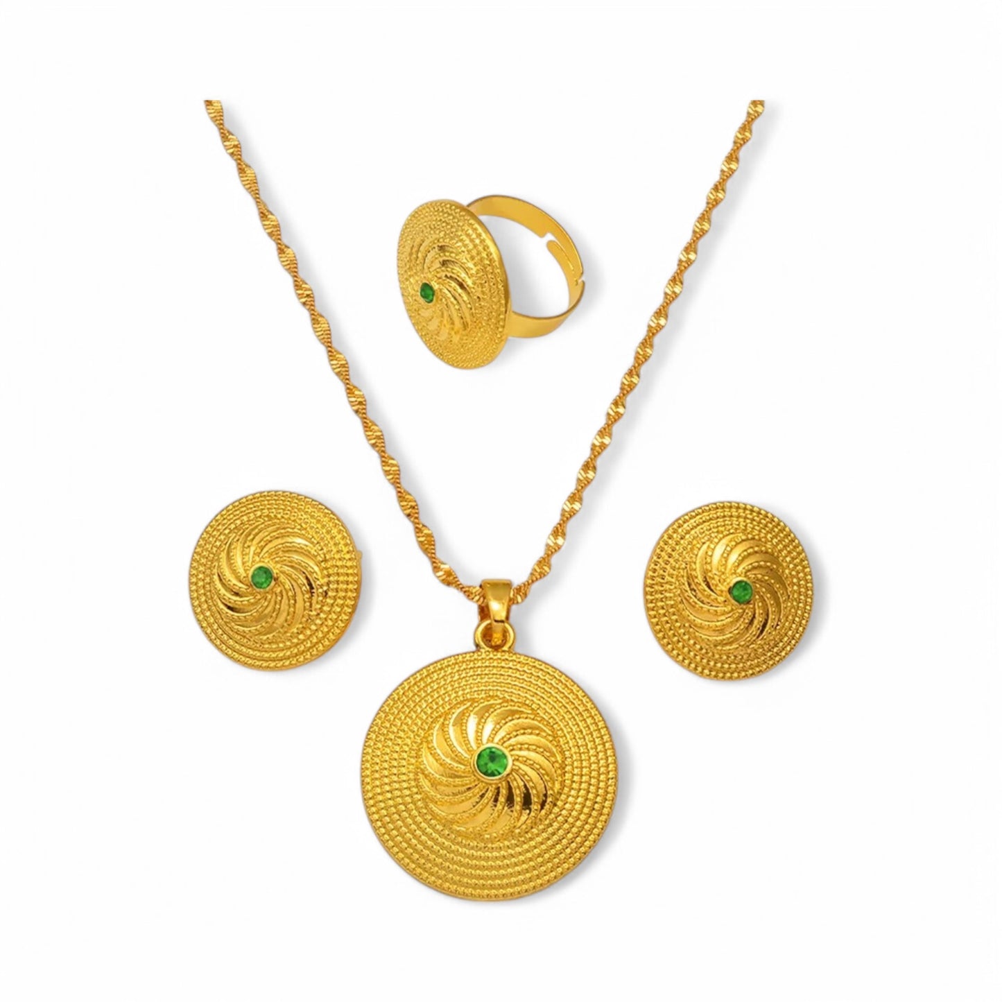 Habesah Woman Traditional Jewellery Set |  Eritrean and Ethiopian Women Cultural Gold Plated Jewellery Set