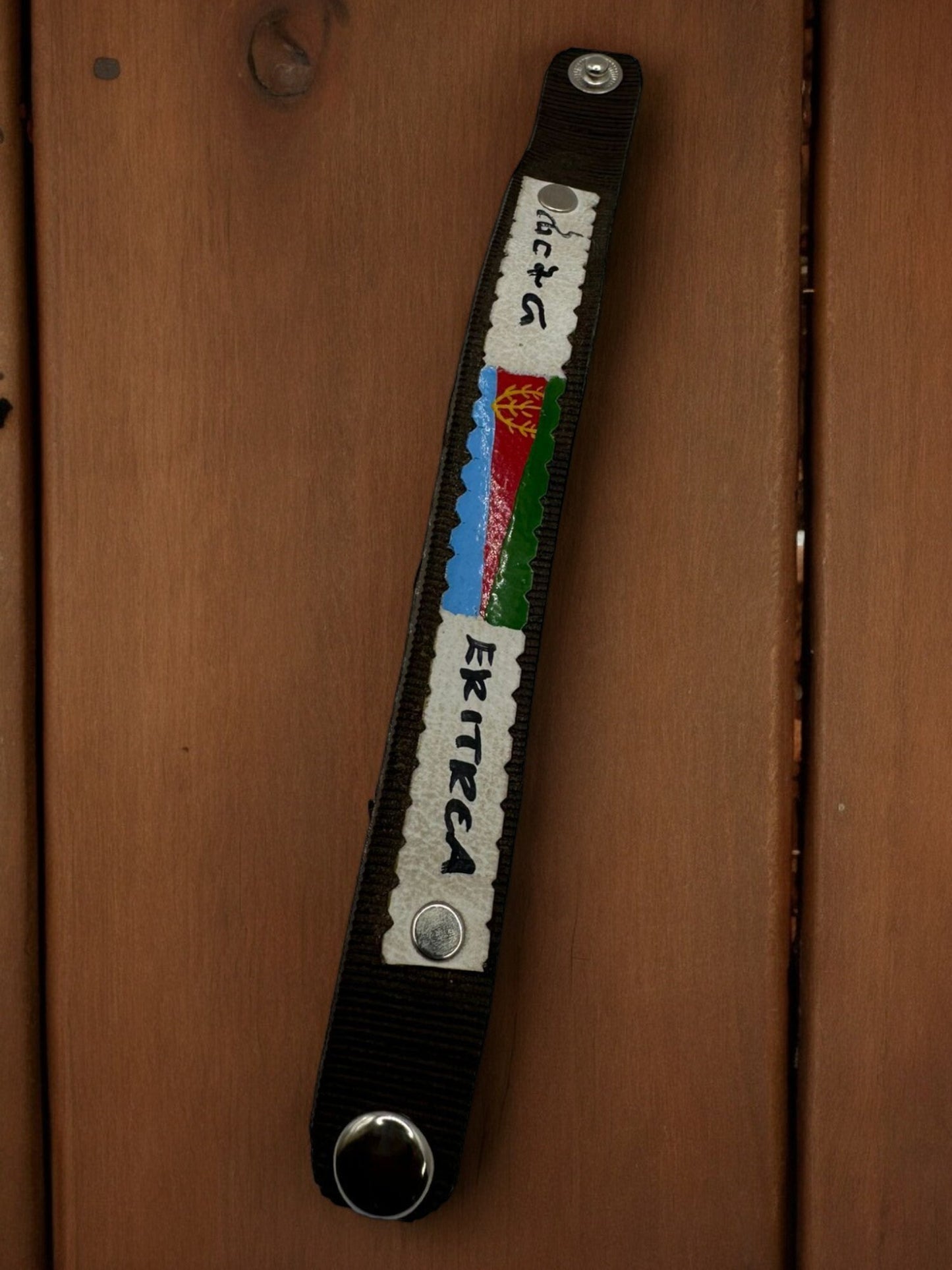 Eritrea Flag hand bracelet , hand made leather hand bracelet, Eritrea| ኤርትራ Heritage hand wear.