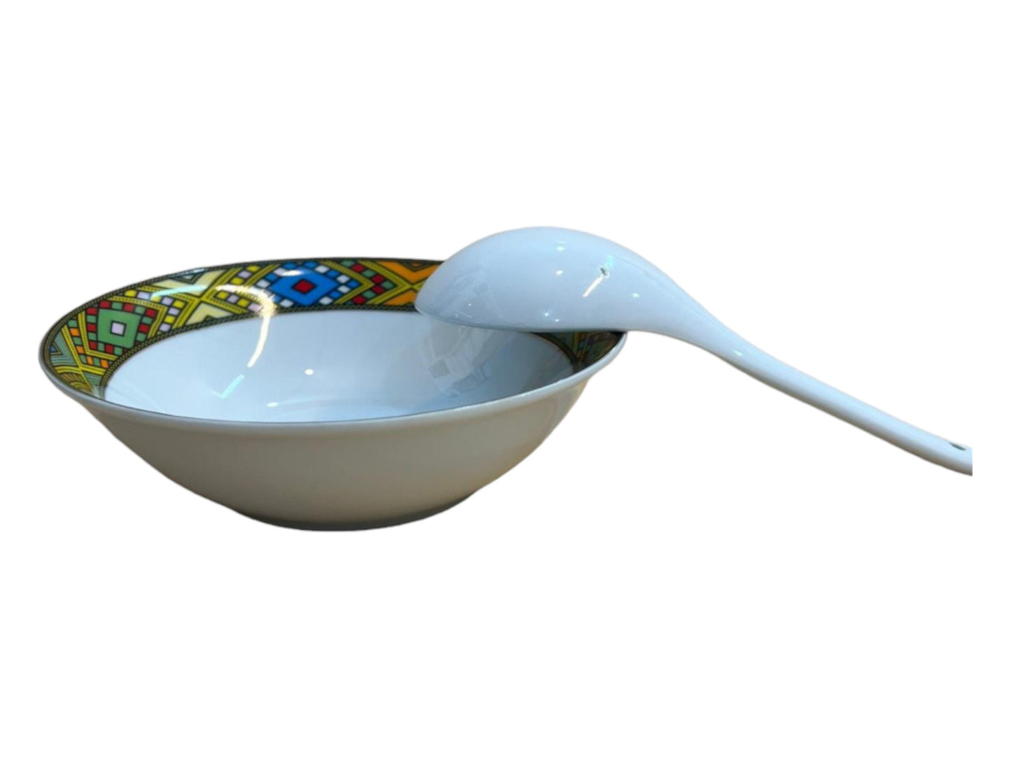 Traditional Habesha Bowls and Spoons Set | Ceramic Traditional Habesha Stew Wet Bowls