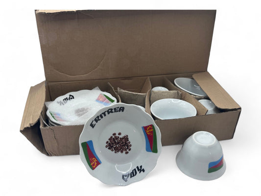 Eritrean traditional coffee cups | Jebena Fnjal ፍንጃል | Eritrean Flag design fnjals for jebena coffee ceremony
