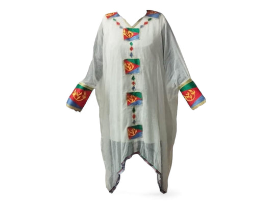 Eritrean traditional habesha women dress | ናይ ሓበሻ ክዳን | with Eritrean flag design