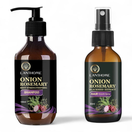Rosemary & Onion Hair Care Duo | Natural Anti-Hair Loss Shampoo & Treatment Spray